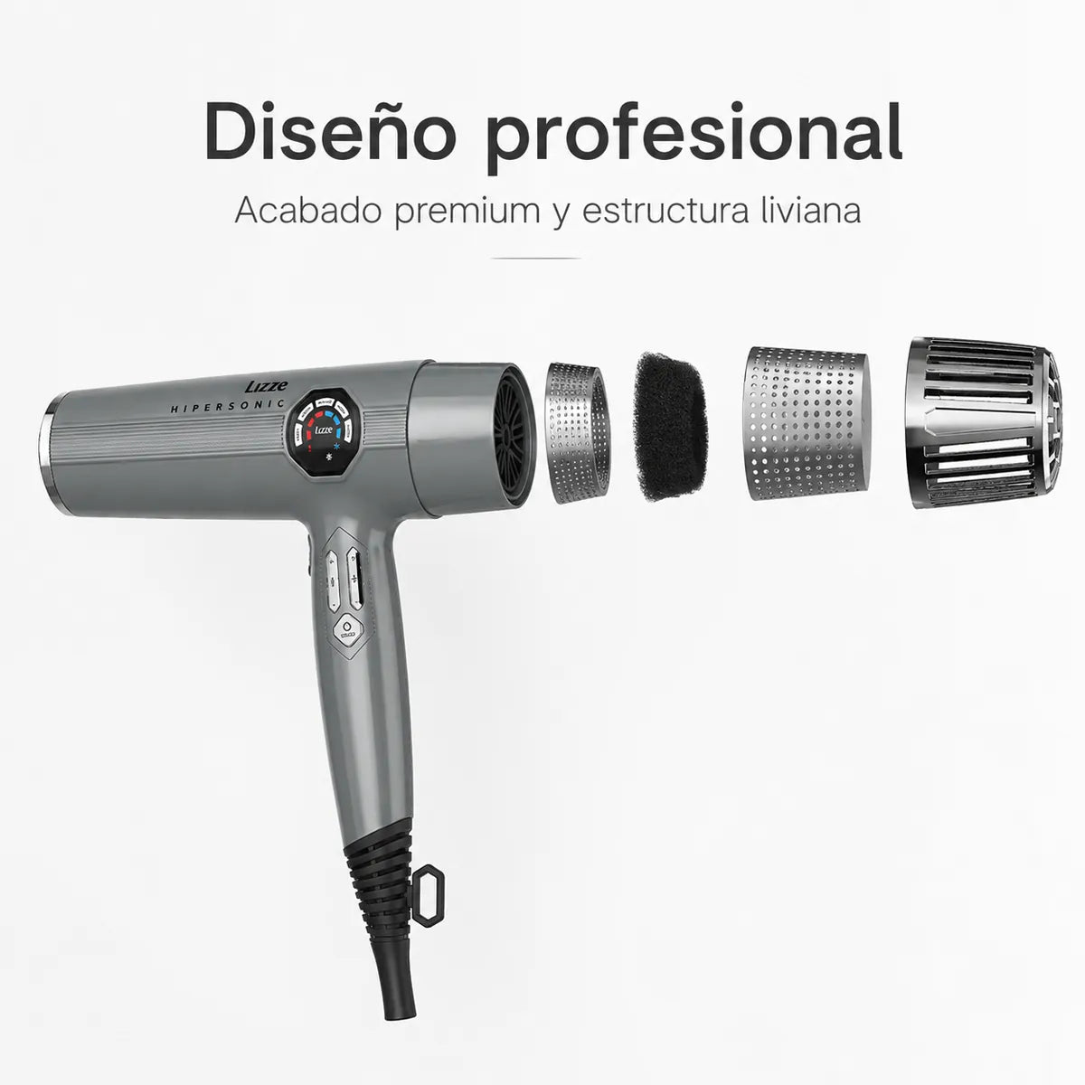 Secador de cabello Profesional Lizze Hipersonic 2600W Motor DIGITAL
