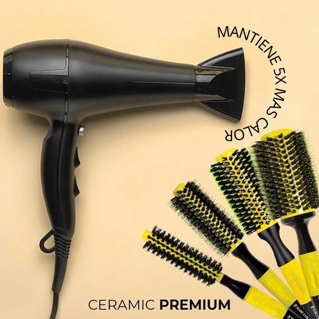 KIT de 3 cepillos TÉRMICOS Premium + CEPILLO ANTIFRIZZ + LIMPIADOR DE CEPILLOS Marco Boni (Copia)