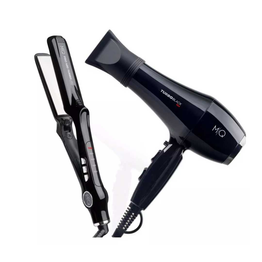Combo Secador Profesional MQ Turbo Black 2400W + Plancha Profesional MQ Pro 480 Turbo LED - Be Beautiful