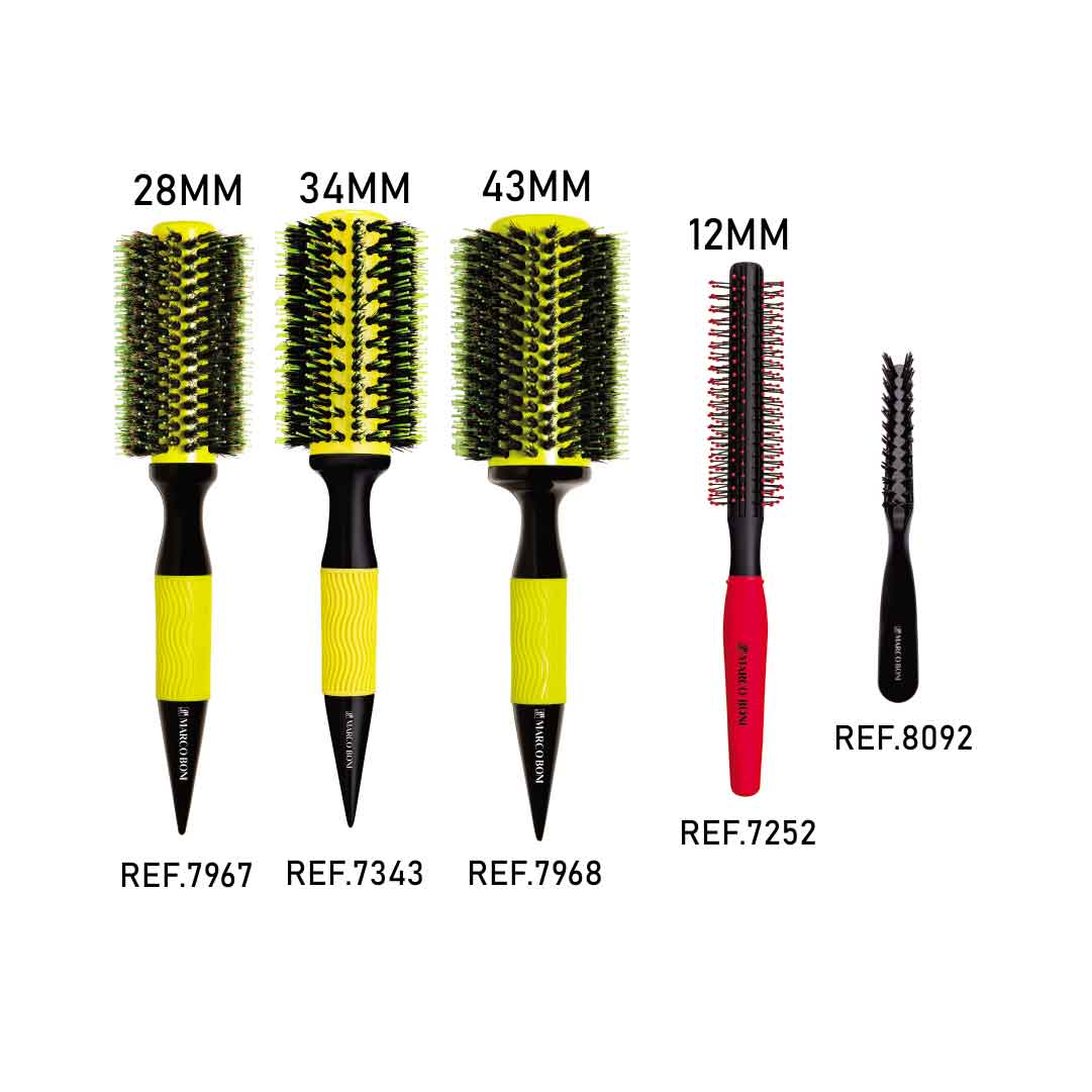 KIT de 3 cepillos TÉRMICOS Premium + CEPILLO ANTIFRIZZ + LIMPIADOR DE CEPILLOS Marco Boni