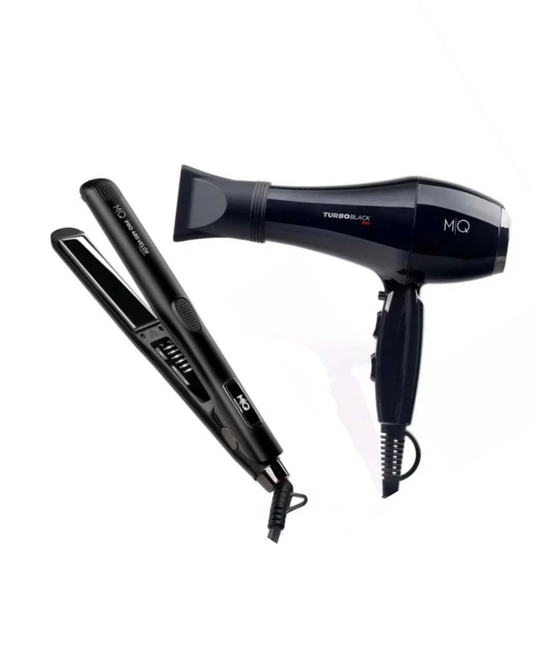 Combo Secador Profesional MQ Turbo Black 2400W + Plancha Profesional MQ VELOX