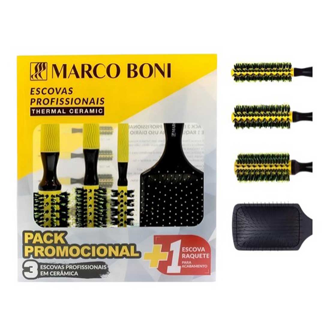 Kit Esencial de cepillos para Profesionales Marco Boni – cepillos Térmicos y Raqueta